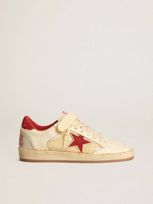 Men Golden Goose Ball Star Men’s Ball Star Lab In Nappa And Pvc With Red Suede Star And Heel Tab - 1