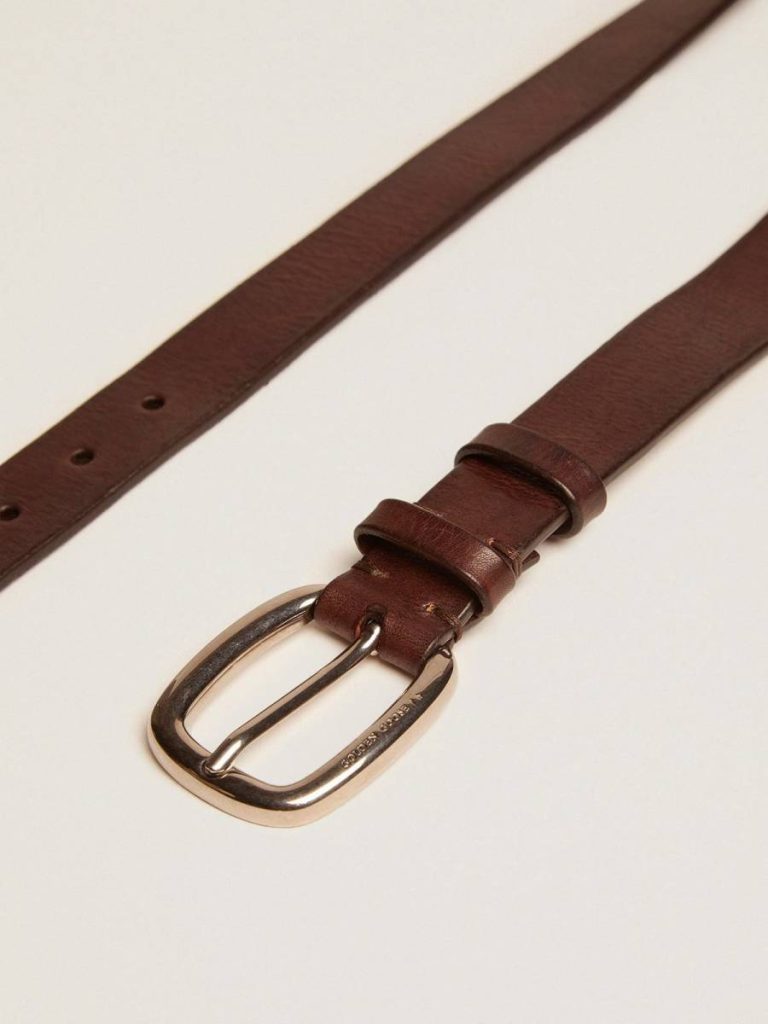 Men Golden Goose Brown Houston Belt In Washed Leather Belts - 2