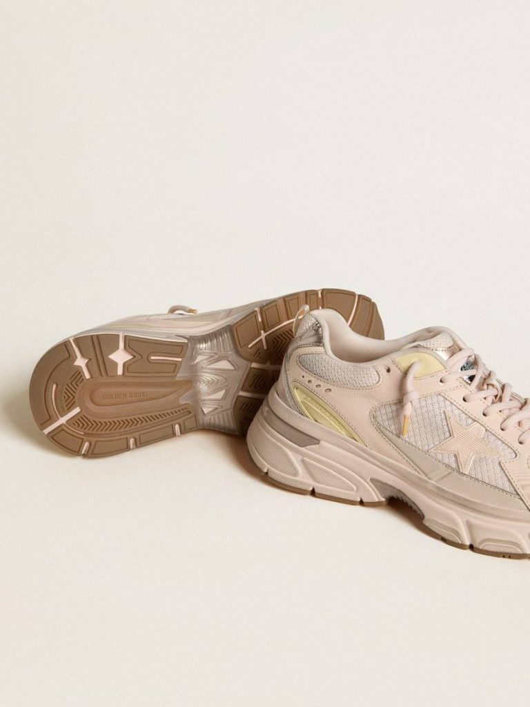 Men Golden Goose Lightstar Men’s Lightstar With Pink Leather And Mesh Upper And Pink Star - 3