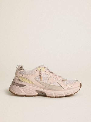 Men Golden Goose Lightstar Men’s Lightstar With Pink Leather And Mesh Upper And Pink Star - 1
