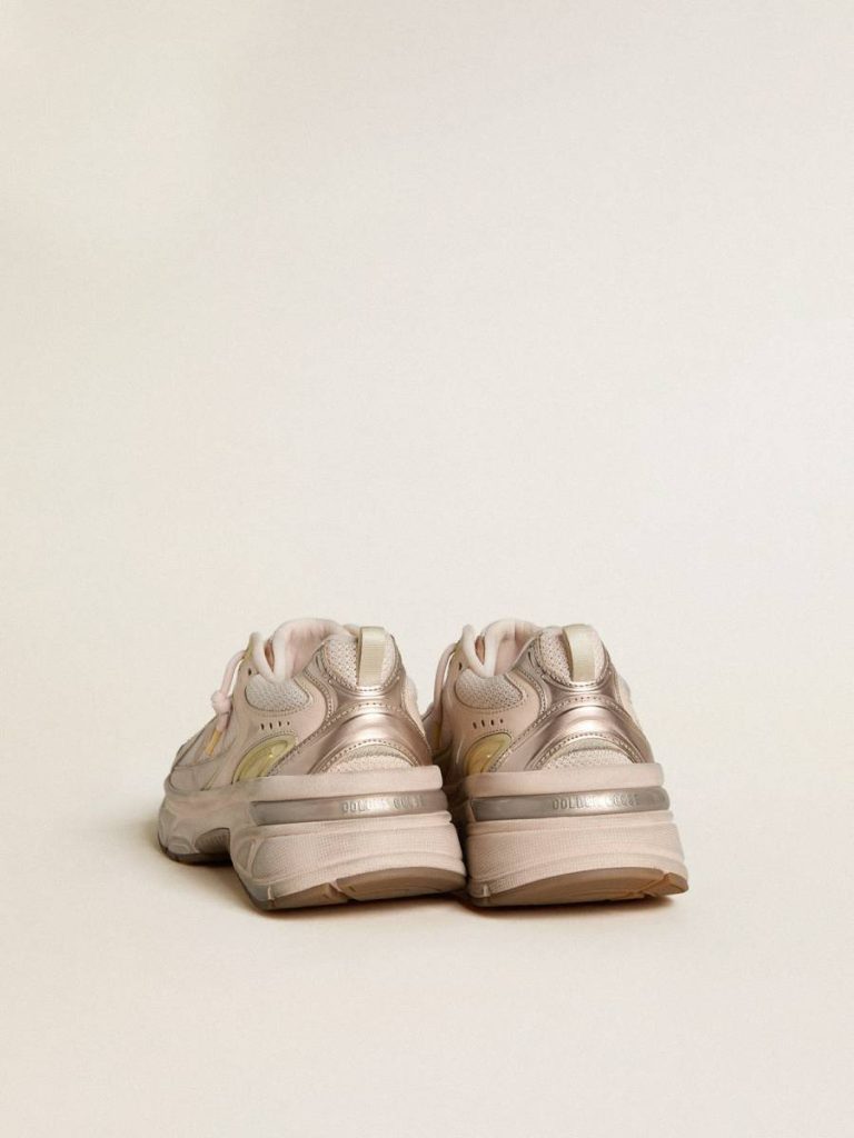 Men Golden Goose Lightstar Men’s Lightstar With Pink Leather And Mesh Upper And Pink Star - 4