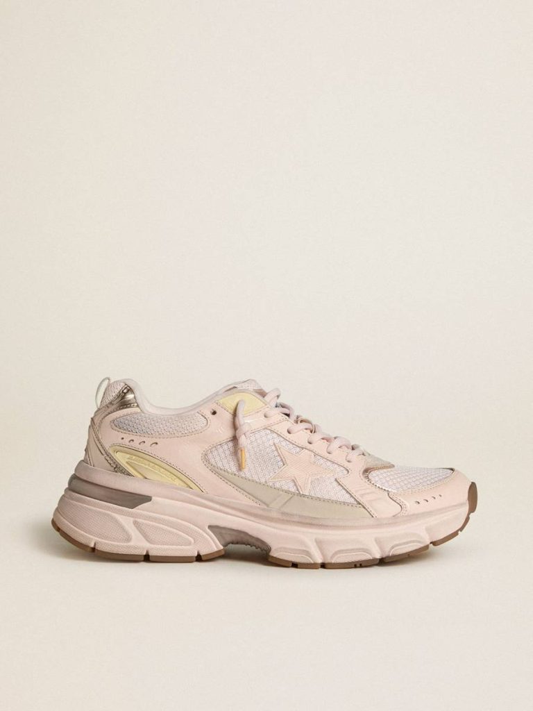Men Golden Goose Lightstar Men’s Lightstar With Pink Leather And Mesh Upper And Pink Star - 1