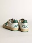 Men Golden Goose Men's Ball Star In White Nappa Leather With Green Leather Star And Heel Tab Ball Star - 4