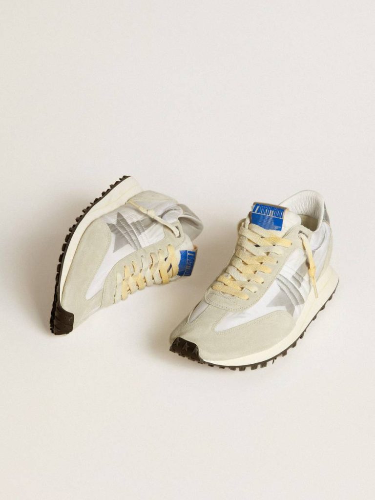 Men Golden Goose Men’s Marathon With White Nylon Upper And Silver Star Marathon - 2