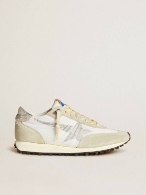 Men Golden Goose Men’s Marathon With White Nylon Upper And Silver Star Marathon - 1