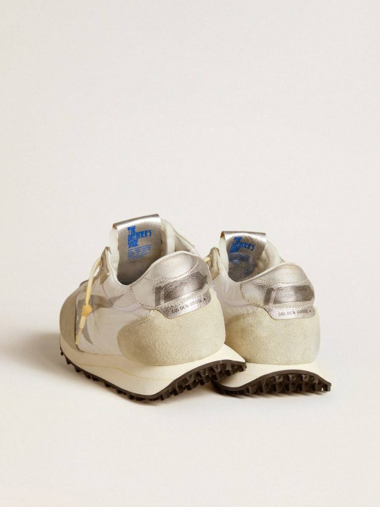 Men Golden Goose Men’s Marathon With White Nylon Upper And Silver Star Marathon - 5