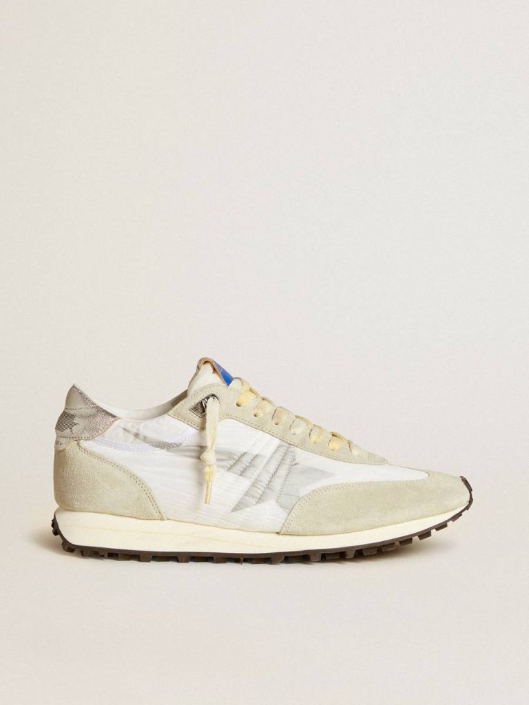 Men Golden Goose Men’s Marathon With White Nylon Upper And Silver Star Marathon - 1