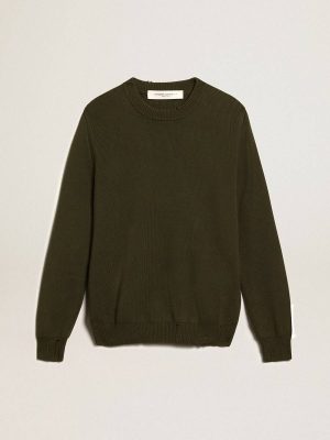 Men Golden Goose Men's Round-Neck Sweater In Military Green Cotton Military Green Knitwear - 1