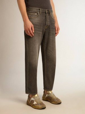 Men Golden Goose Men’s Stonewashed-Effect Black Jeans Jeans & Pants Black - 1