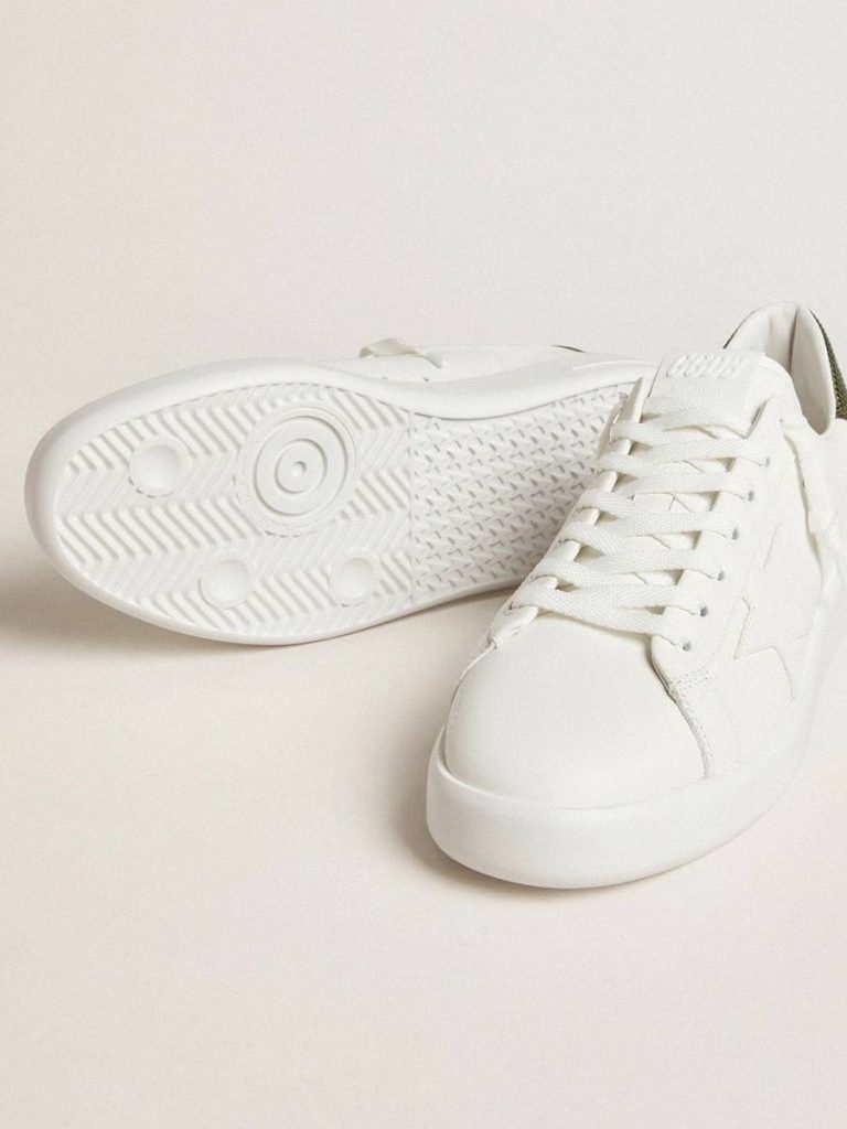 Men Golden Goose Purestar White Men's Purestar With White Leather Star And Dark Green Heel Tab - 3