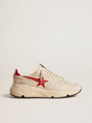 Men Golden Goose Running Sole Men's Running Sole In Gray Nappa Leather With Red Nappa Leather Star And Heel Tab - 1