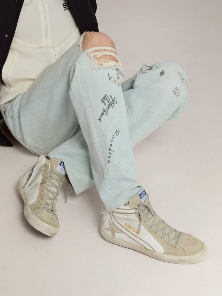 Men Golden Goose Slide Men's Slide In Leather With Suede Details - 3