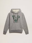 Men Golden Goose Sweatshirts Gray Gray Hooded Sweatshirt With Front Pocket - 1