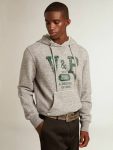 Men Golden Goose Sweatshirts Gray Gray Hooded Sweatshirt With Front Pocket - 2