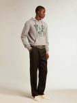 Men Golden Goose Sweatshirts Gray Gray Hooded Sweatshirt With Front Pocket - 3