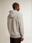 Men Golden Goose Sweatshirts Gray Gray Hooded Sweatshirt With Front Pocket - 4