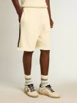 Men Jeans & Pants Golden Goose Vintage White Men's Vintage White Shorts With Blue Rib Knit On The Sides - 2