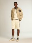 Men Jeans & Pants Golden Goose Vintage White Men's Vintage White Shorts With Blue Rib Knit On The Sides - 3