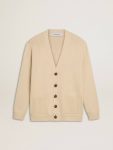 Men Knitwear Beige Golden Goose Men’s Beige Cardigan With 'Golden' Lettering On The Back - 1