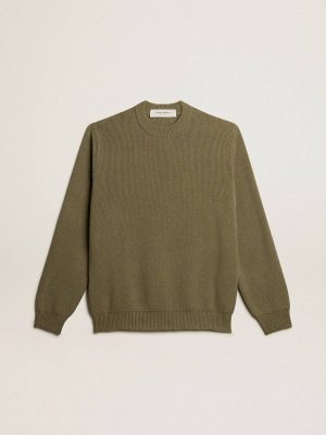 Men Knitwear Kalamata Men’s Round-Neck Sweater In Cotton With Logo On The Back Golden Goose - 1