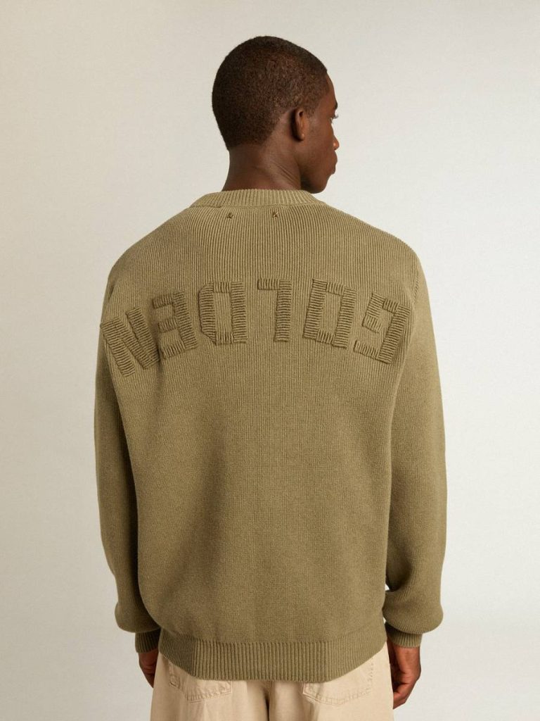 Men Knitwear Kalamata Men’s Round-Neck Sweater In Cotton With Logo On The Back Golden Goose - 4