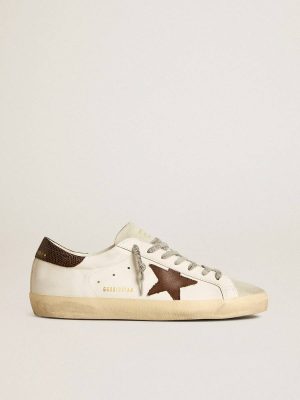Men Men's Bio-Based Super-Star With Canvas Star And Dark Brown Leather Heel Tab Golden Goose Super-Star - 1