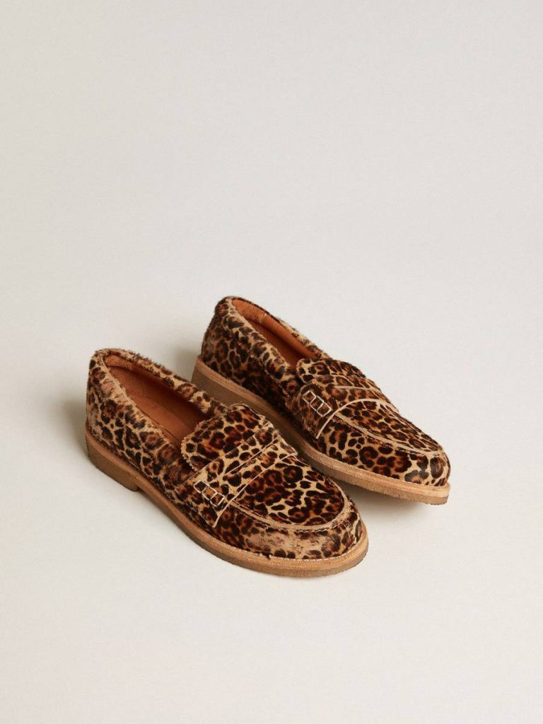 Men Men's Jerry Loafers In Leopard-Print Pony Skin Boots Golden Goose - 2