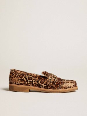 Men Men's Jerry Loafers In Leopard-Print Pony Skin Boots Golden Goose - 1