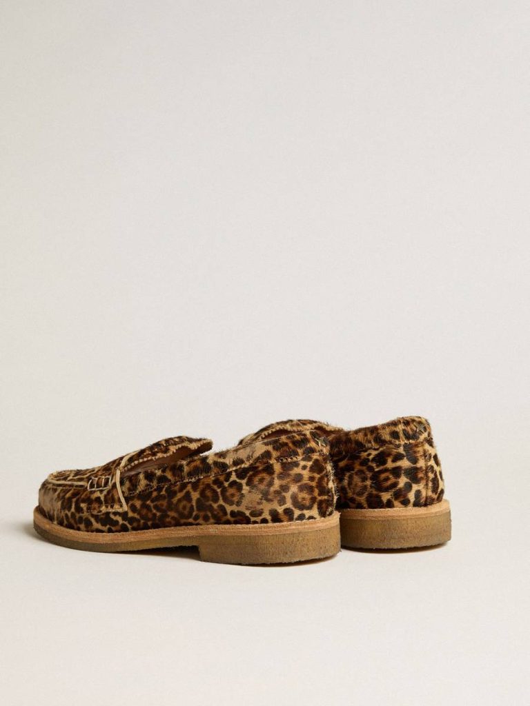 Men Men's Jerry Loafers In Leopard-Print Pony Skin Boots Golden Goose - 4