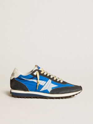 Men Men’s Marathon With Blue Nylon Upper And White Star Marathon Golden Goose - 1