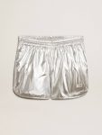 Men Men's Running Shorts In Silver Fabric Jeans & Pants Golden Goose Silver - 1