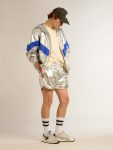 Men Men's Running Shorts In Silver Fabric Jeans & Pants Golden Goose Silver - 3