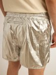 Men Men's Running Shorts In Silver Fabric Jeans & Pants Golden Goose Silver - 5