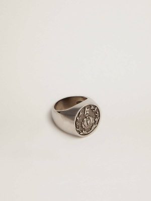 Men Men's Signet Ring In Antique Silver Color Jewelry Antique Silver Golden Goose - 1