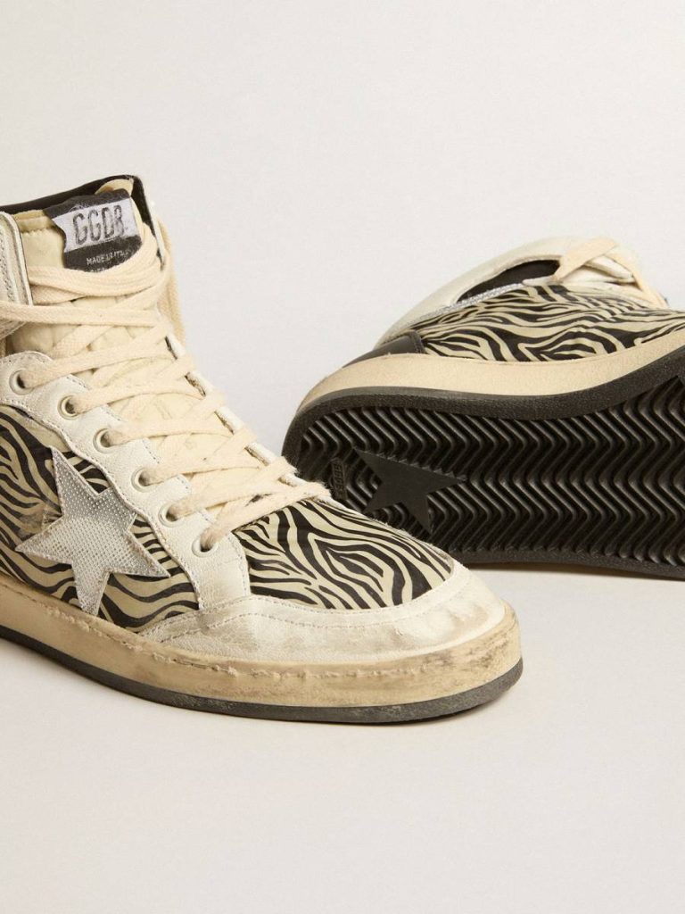 Men Men’s Sky-Star Lab In Zebra Nappa With Textured Silver Leather Star Sky-Star Golden Goose - 3