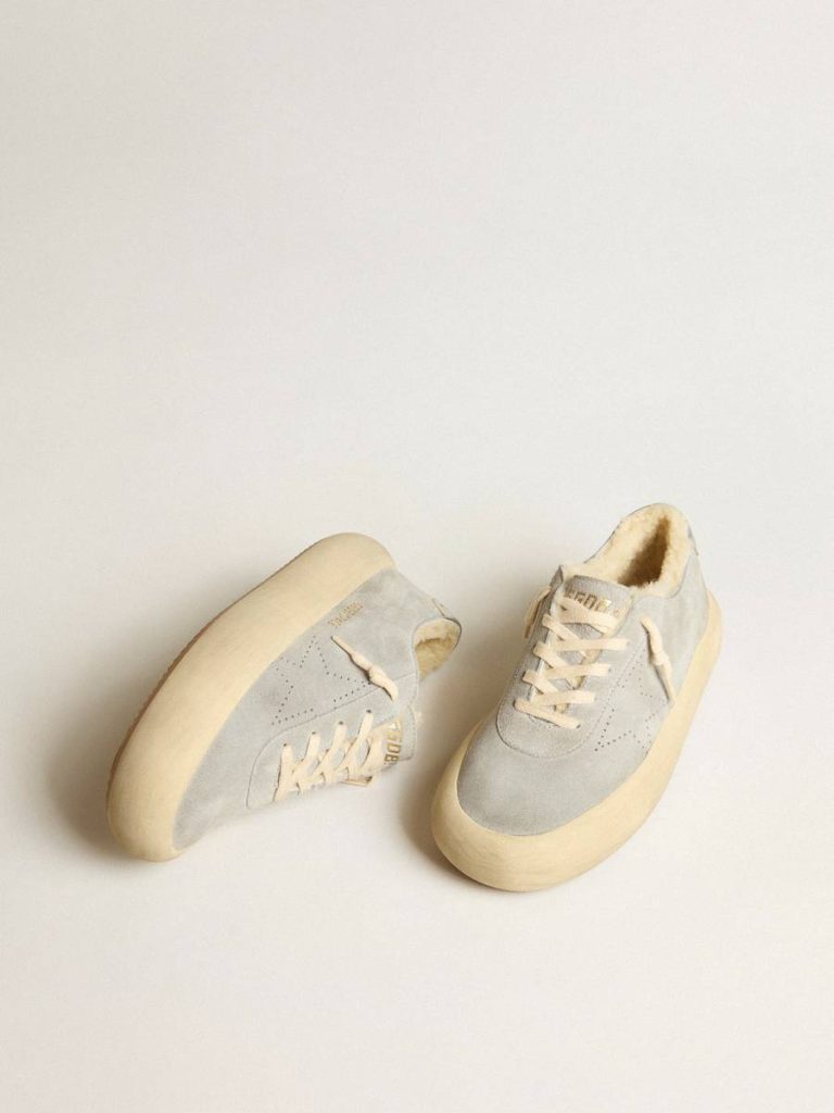 Men Men’s Space-Star Shoes In Ice-Gray Suede With Shearling Lining Space-Star Golden Goose - 2