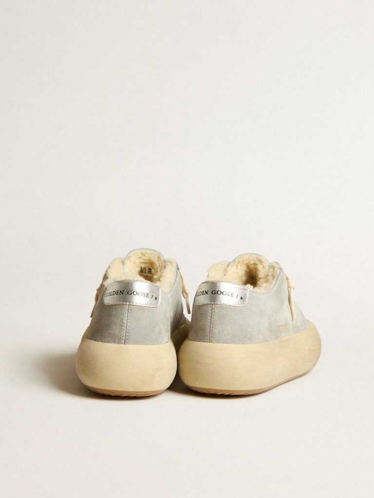 Men Men’s Space-Star Shoes In Ice-Gray Suede With Shearling Lining Space-Star Golden Goose - 4