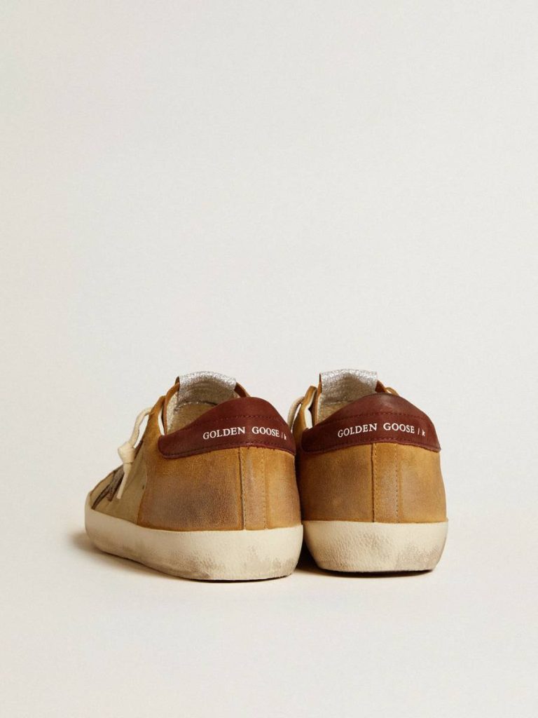 Men Men’s Super-Star In Beige And Caramel Suede With Black Crackle Leather Star Super-Star Golden Goose - 3