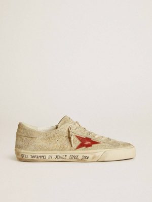 Men Men's Super-Star Ltd In Gray Suede With Red Leather Star Super-Star Golden Goose - 1