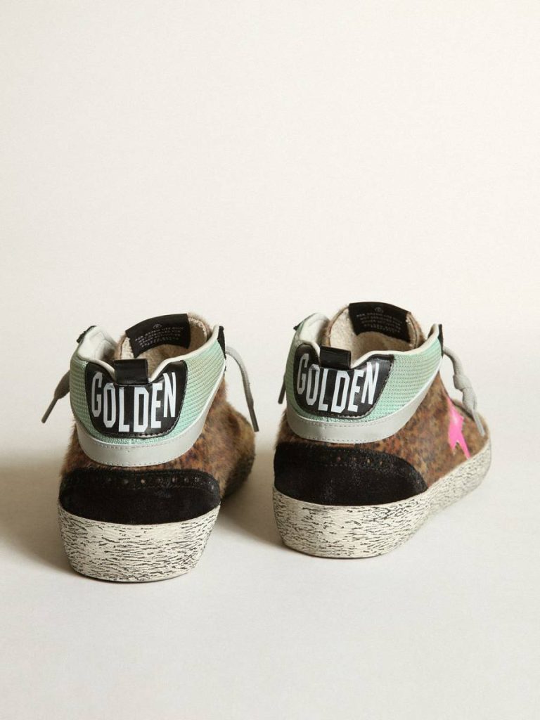Men Mid Star In Leopard-Print Pony Skin With Fuchsia Leather Star Mid Star Golden Goose - 4