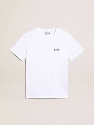 Men Optical White White T-Shirt With Contrasting Black Logo On The Front T-Shirts & Polo Shirts Golden Goose - 1