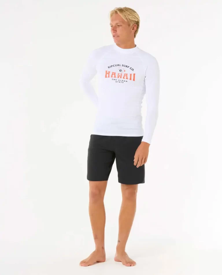 Men Rip Curl Rash Guards Hawaii Upf Performance Long Sleeve Rash Guard - 4