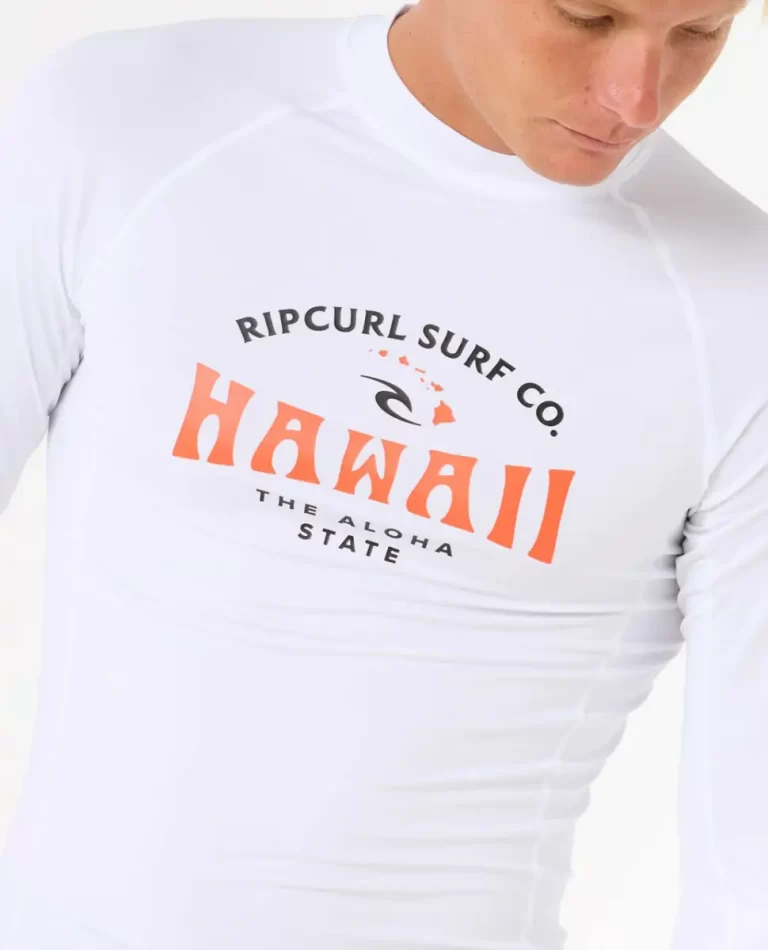 Men Rip Curl Rash Guards Hawaii Upf Performance Long Sleeve Rash Guard - 5