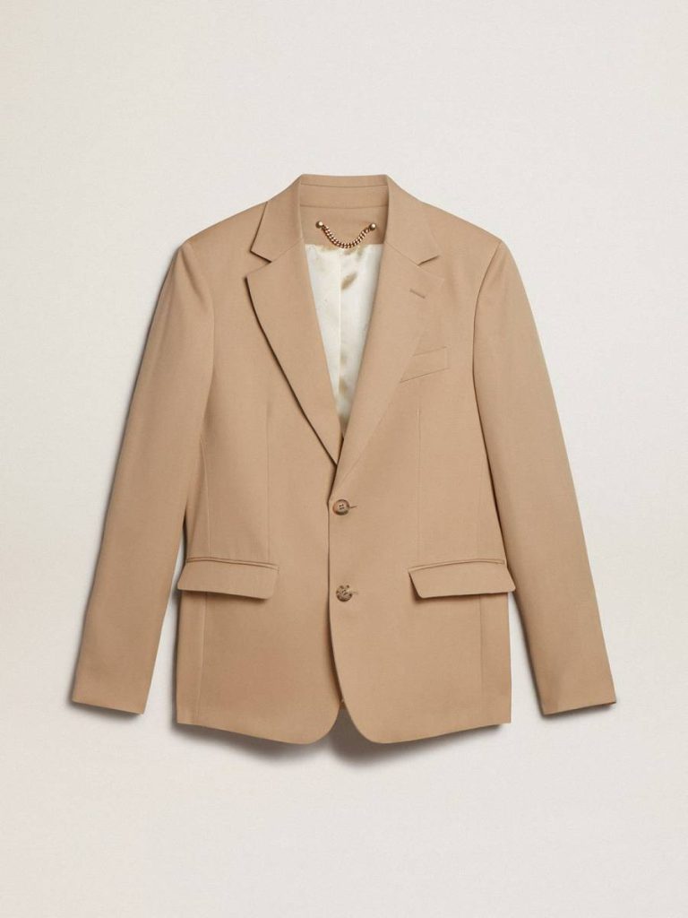 Men Sand Blazers Golden Goose Single-Breasted Blazer In Sand With Horn Buttons - 1
