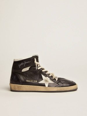 Men Sky-Star Golden Goose Sky-Star In Black Nappa Leather With White Leather Star - 1