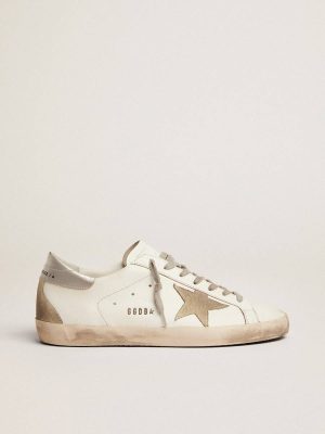 Men Super-Star Golden Goose Men's Super-Star With Silver Heel Tab And Lettering - 1