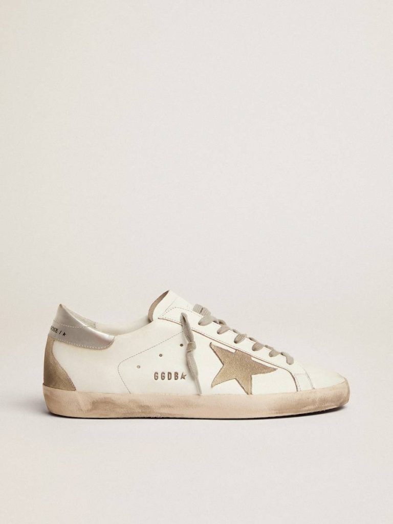 Men Super-Star Golden Goose Men's Super-Star With Silver Heel Tab And Lettering - 1