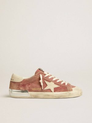 Men Super-Star Golden Goose Pomegranate Red Men's Super-Star In Red Leather With Cream Nubuck Star And Heel Tab - 1