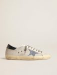 Men Super-Star Golden Goose Super-Star In Pale Silver Mesh With Light Blue Suede Star - 1