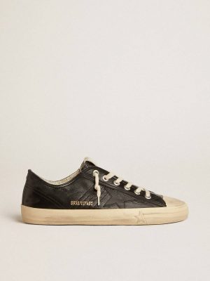 Men V-Star Men's V-Star In Black Nappa Leather With A Black Leather Star Golden Goose - 1